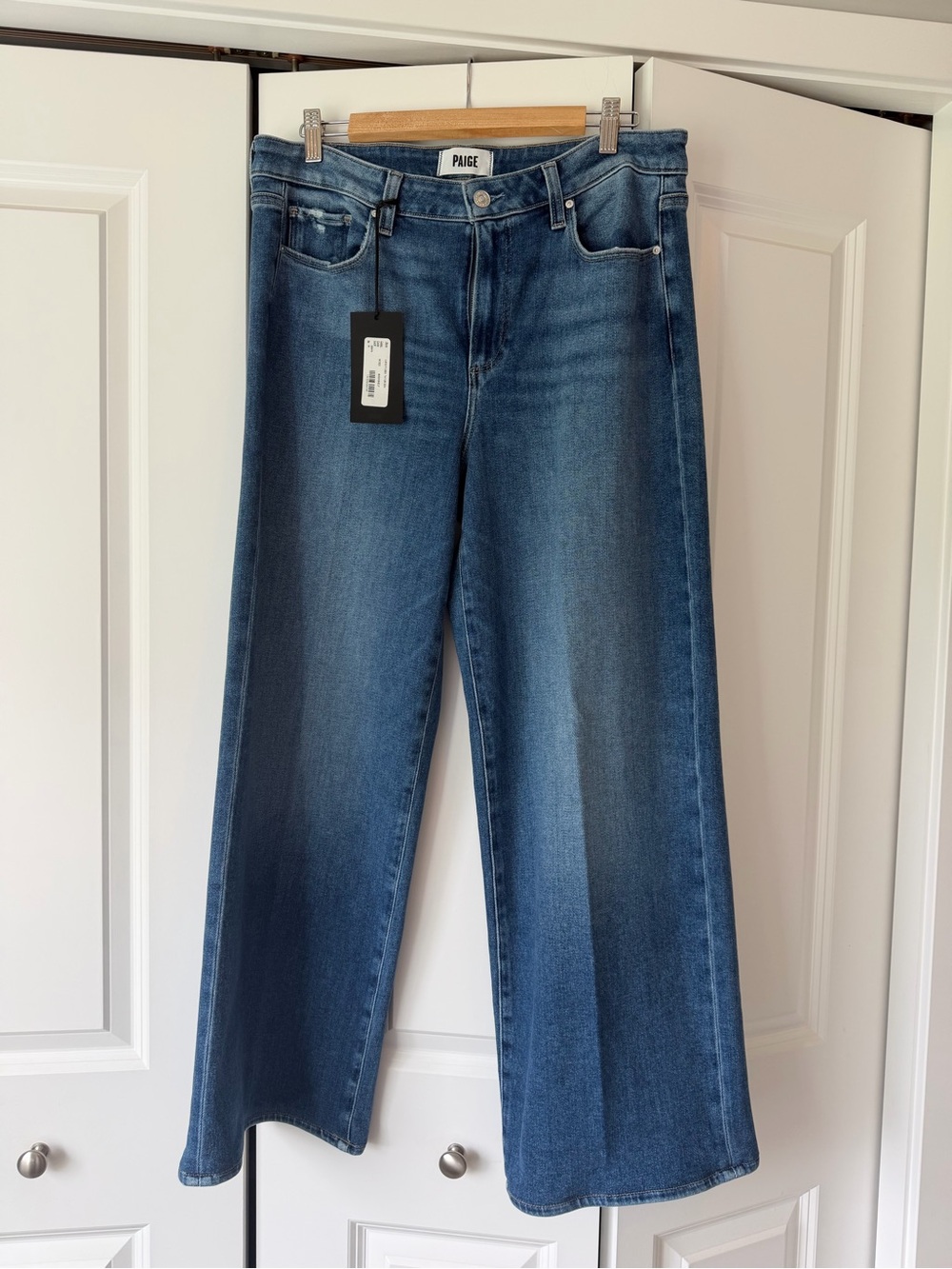 PAIGE Medium Blue Wide-Leg Jeans